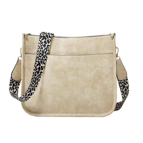 Leopard Print Waterproof Crossbody Handbag - Beige