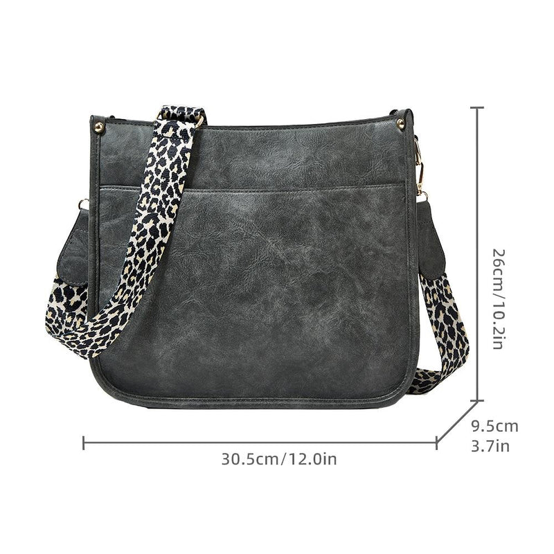 Leopard Print Waterproof Crossbody Handbag - Beige
