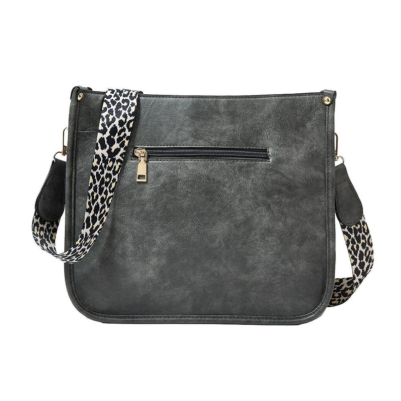 Leopard Print Waterproof Crossbody Handbag - Beige