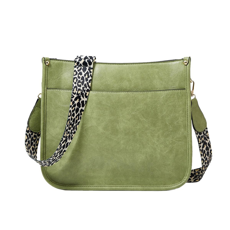 Leopard Print Waterproof Crossbody Handbag - Beige