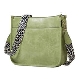 Leopard Print Waterproof Crossbody Handbag - Beige