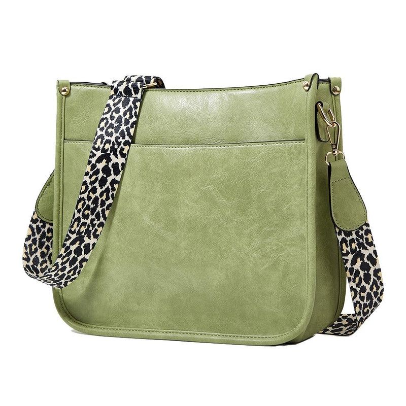 Leopard Print Waterproof Crossbody Handbag - Beige