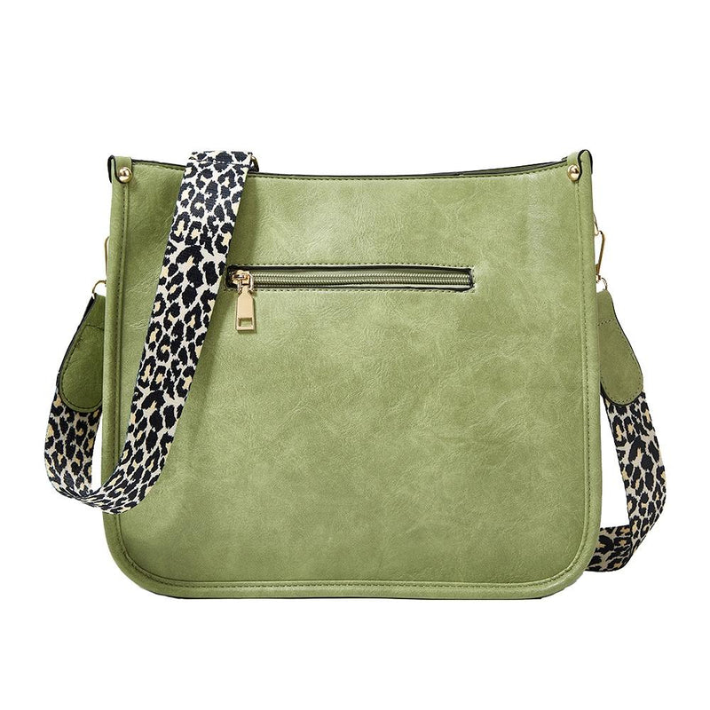 Leopard Print Waterproof Crossbody Handbag - Beige