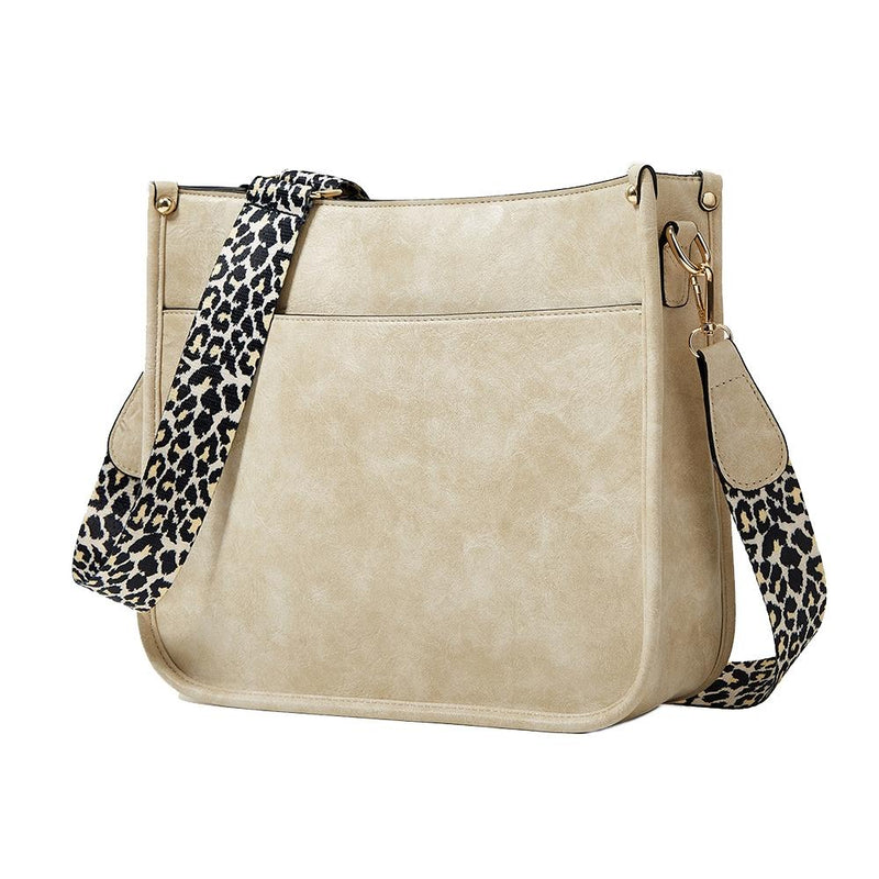 Leopard Print Waterproof Crossbody Handbag - Beige