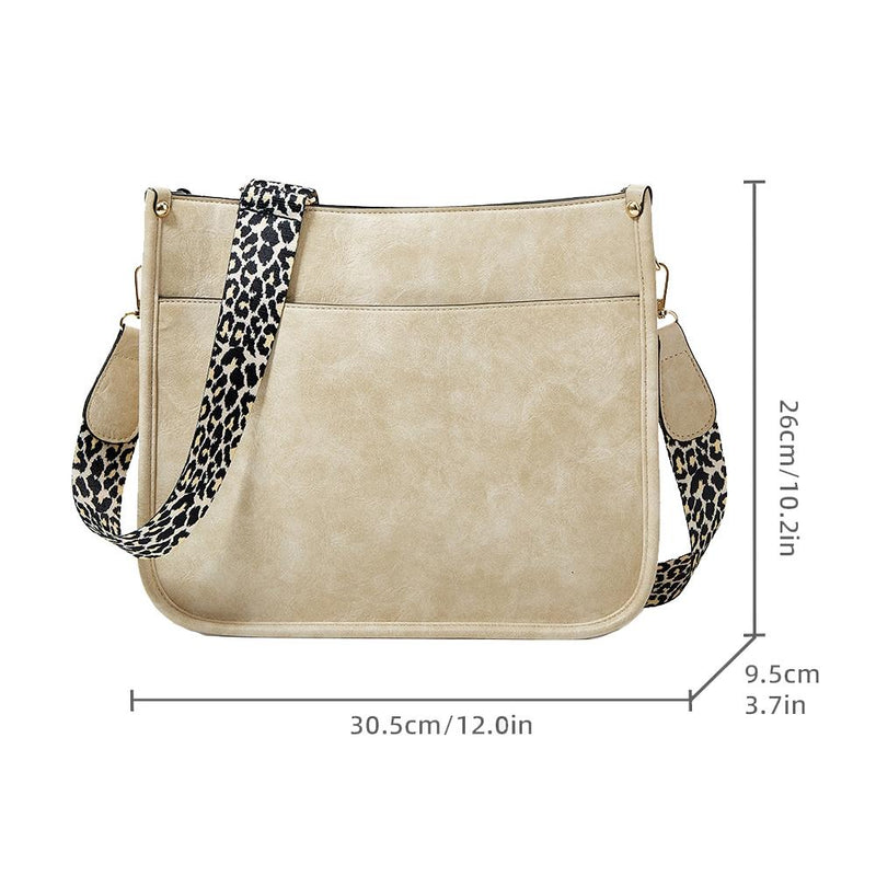 Leopard Print Waterproof Crossbody Handbag - Beige