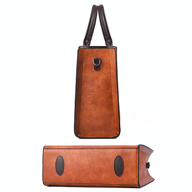 Retro Square Handbag - Vintage Style - Khaki