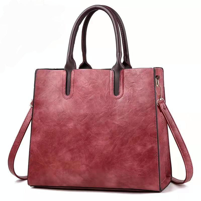 Retro Square Handbag - Vintage Style - Khaki