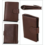 Men Rfid Leather Passport Wallet - Compact & Secure - Coffee