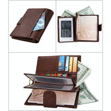 Men Rfid Leather Passport Wallet - Compact & Secure - Coffee