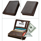Antimagnetic Rfid Leather Wallet for Men - Coffee