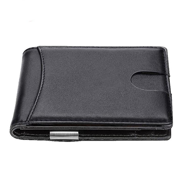Men Vintage Leather Rfid Wallet - Flat Pattern Black Inside