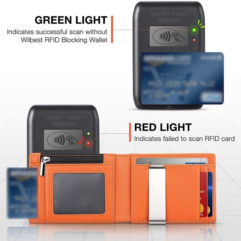 Men Vintage Leather Rfid Wallet - Flat Pattern Black Inside