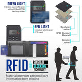 Men Vintage Leather Rfid Wallet - Flat Pattern Black Inside