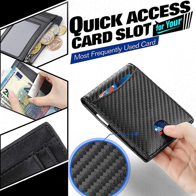 Men Vintage Leather Rfid Wallet - Flat Pattern Black Inside