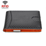 Men Vintage Leather Rfid Wallet - Flat Pattern Black Inside