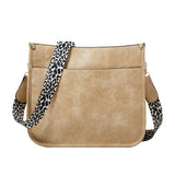 Leopard Print Waterproof Crossbody Handbag - Khaki