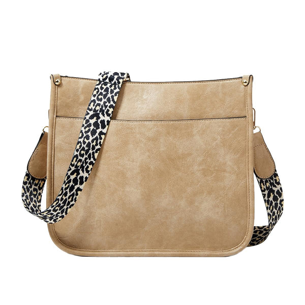 Leopard Print Waterproof Crossbody Handbag - Khaki