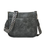 Leopard Print Waterproof Crossbody Handbag - Khaki