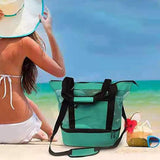 Vibe Geeks 2 in 1 Mesh Beach Tote Bag with Insulated Cooler - Blue