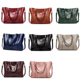 Stylish All-match Leather Handbag - Wax Finish - Pink