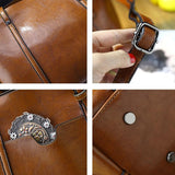 Stylish All-match Leather Handbag - Wax Finish - Pink