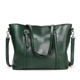 Stylish All-match Leather Handbag - Wax Finish - Pink