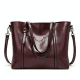 Stylish All-match Leather Handbag - Wax Finish - Pink