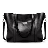 Stylish All-match Leather Handbag - Wax Finish - Pink