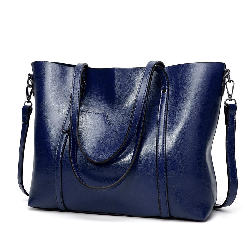 Stylish All-match Leather Handbag - Wax Finish - Pink