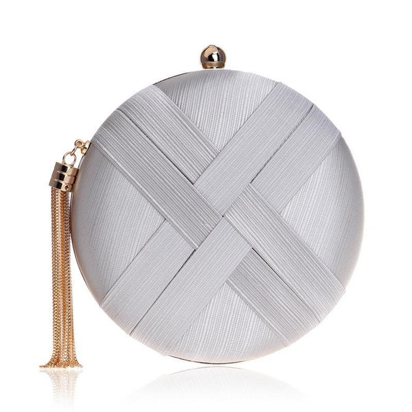 Silk Evening Clutch Bag - Silver
