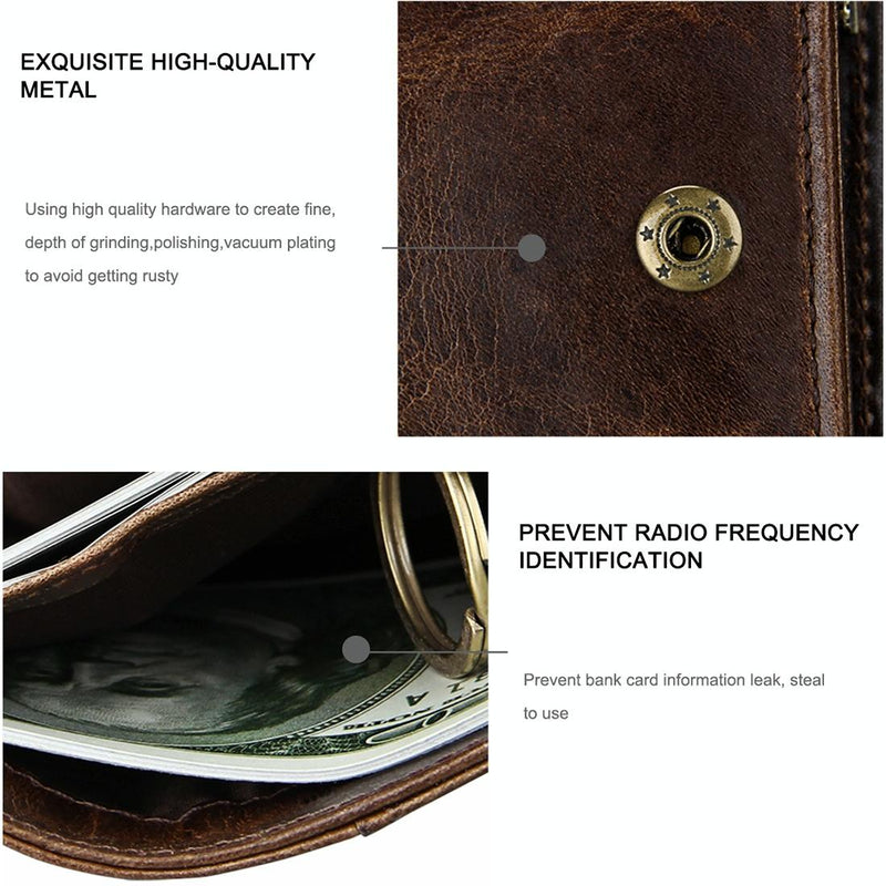 Antimagnetic Rfid Leather Wallet for Men - Brown