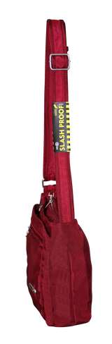 FIB Mens Crossbody Bag  with Shoulder Strap - Burgundy