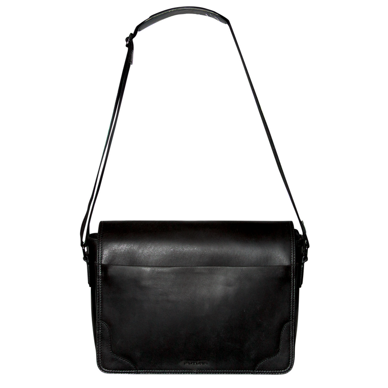 Futura Mens Laptop Messenger Sling Bag with Shoulder Strap - Black
