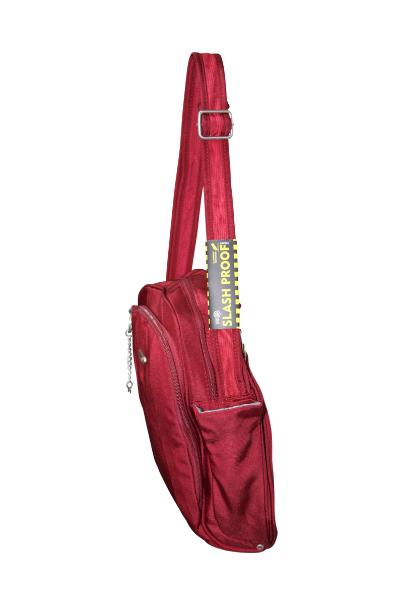 FIB Mens Tablet Crossover Bag with Shoulder Strap - Burgundy