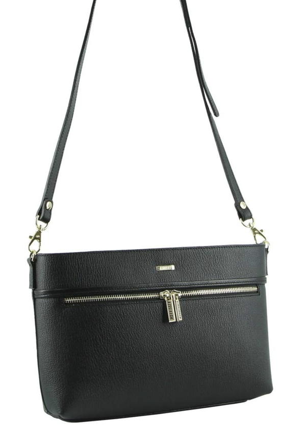 Morrissey Italian Structured Leather Cross Body Handbag - Black