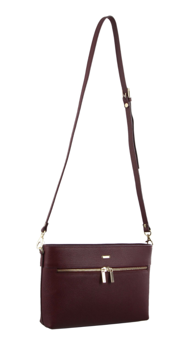 Morrissey Italian Structured Leather Cross Body Handbag - Wine