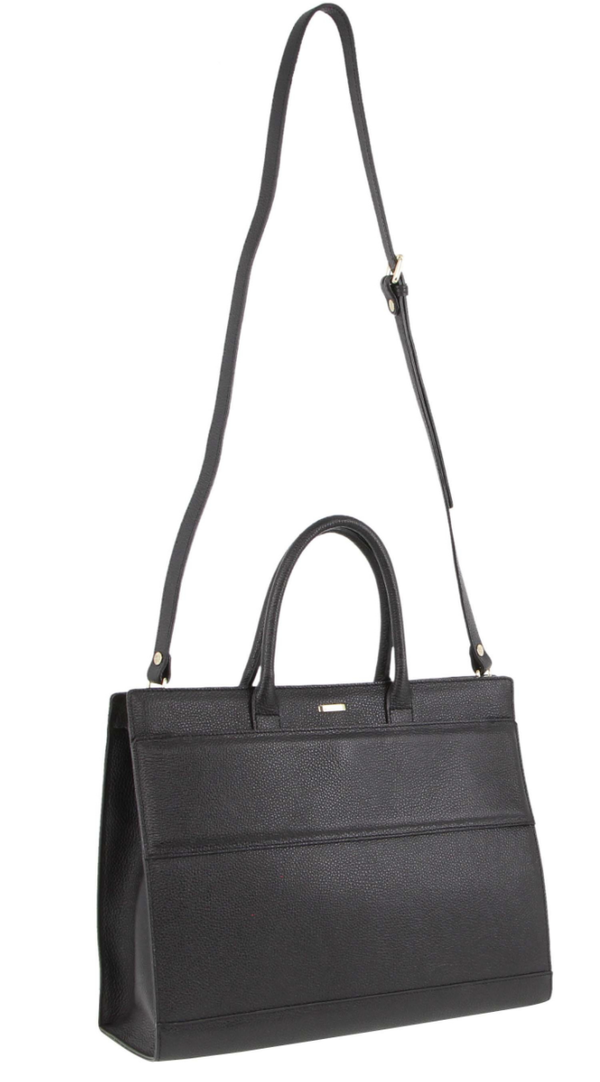 Morrissey Womens Italian Leather Laptop Tote - Black
