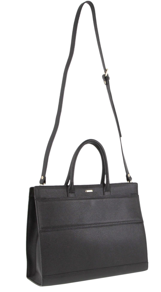 Morrissey Womens Italian Leather Laptop Tote - Black
