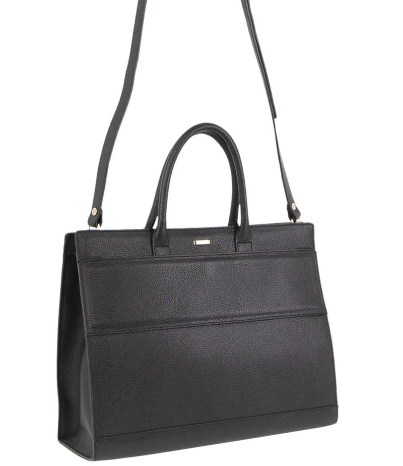 Morrissey Womens Italian Leather Laptop Tote - Black