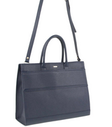 Morrissey Womens Italian Leather Laptop Tote Bag - Navy