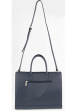 Morrissey Womens Italian Leather Laptop Tote Bag - Navy