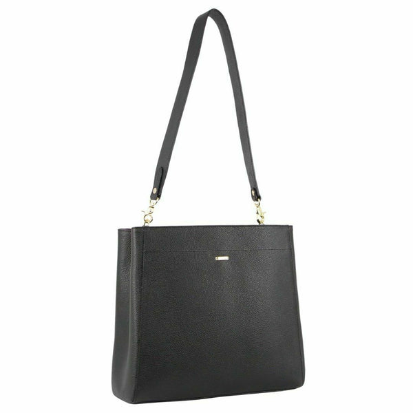 Morrissey Womens Italian Structured Leather Cross Body Handbag - Black
