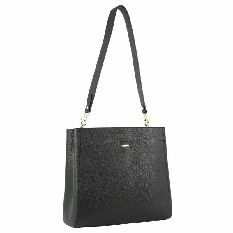 Morrissey Womens Italian Structured Leather Cross Body Handbag - Black