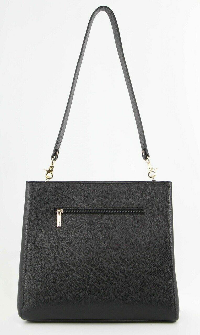 Morrissey Womens Italian Structured Leather Cross Body Handbag - Black