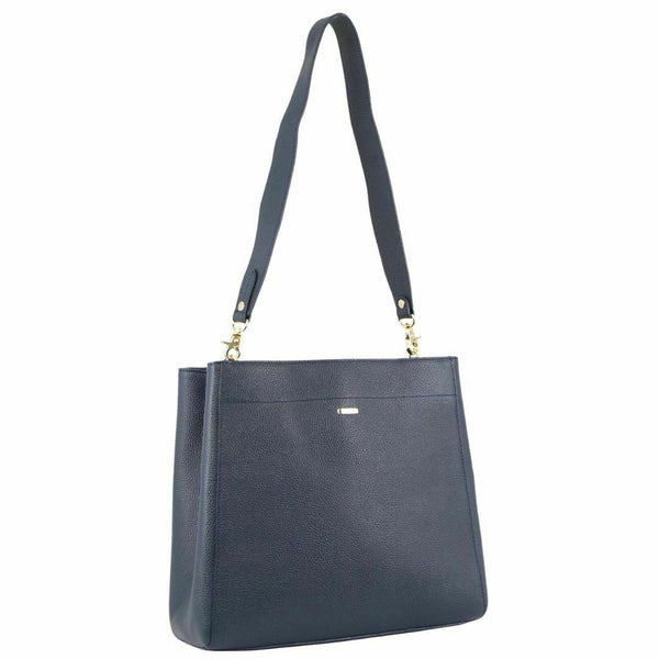 Morrissey Ladies Italian Structured Leather Cross Body Handbag - Navy