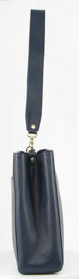 Morrissey Ladies Italian Structured Leather Cross Body Handbag - Navy