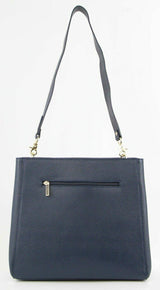 Morrissey Ladies Italian Structured Leather Cross Body Handbag - Navy
