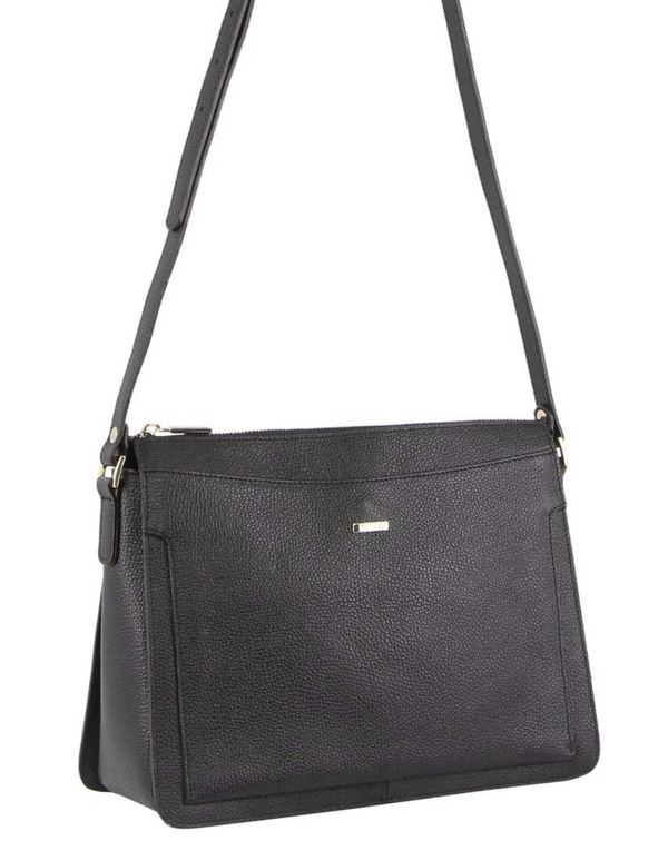 Morrissey Italian Structured Leather Cross Body Handbag Tote Bag - Black