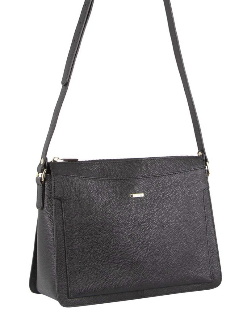 Morrissey Italian Structured Leather Cross Body Handbag Tote Bag - Black