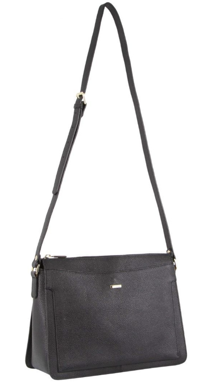 Morrissey Italian Structured Leather Cross Body Handbag Tote Bag - Black